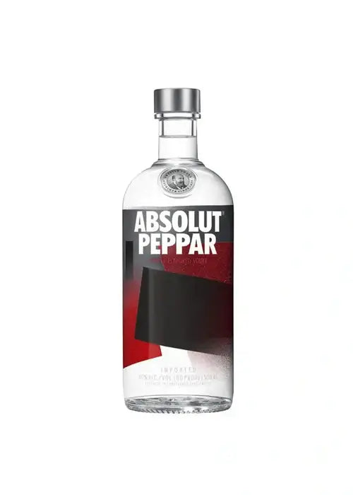 Absolut Peppar 500ml vodka bottle with spicy pepper flavor and black label