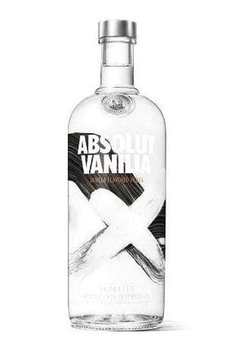 Absolut Vanilia vodka bottle with vanilla and butterscotch flavor, no added sugar