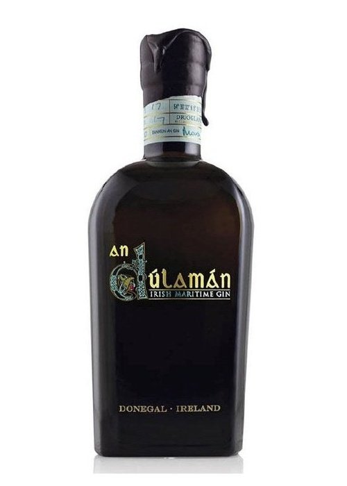 An Dúlamán Irish Maritime Gin 500ml dark glass bottle with gold label and wax seal