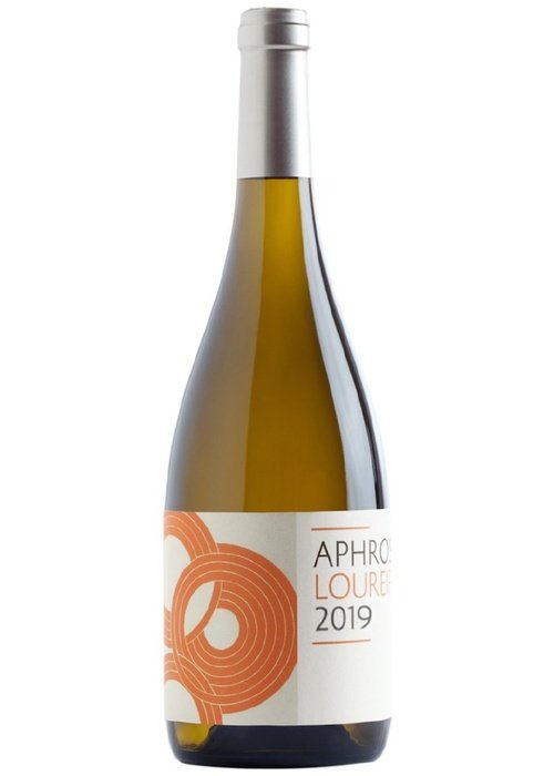 Aphros Loureiro Vinho Verde white wine bottle with orange geometric label design