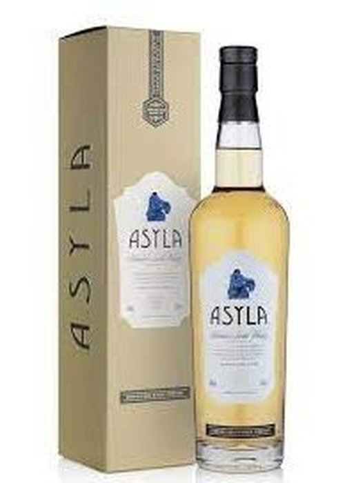 Asyla Blended Whisky 700ml bottle with black cap and beige box
