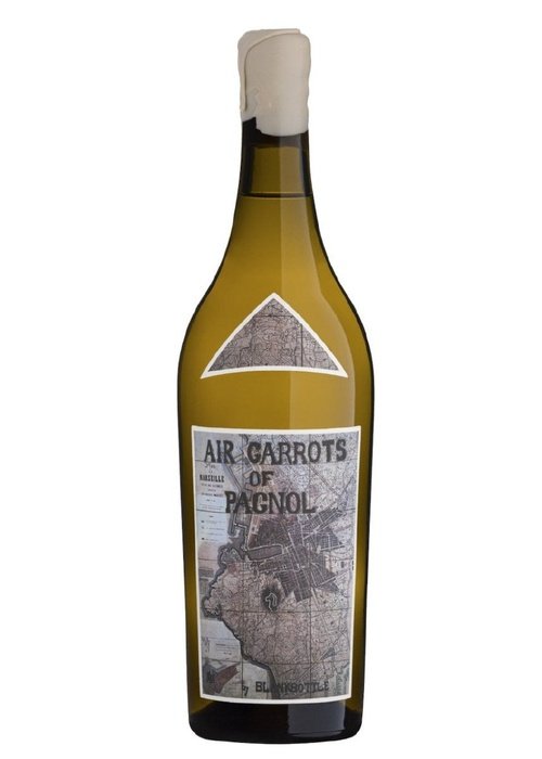 Blankbottle Air Carrots Of Pagnol white wine bottle with vintage map label