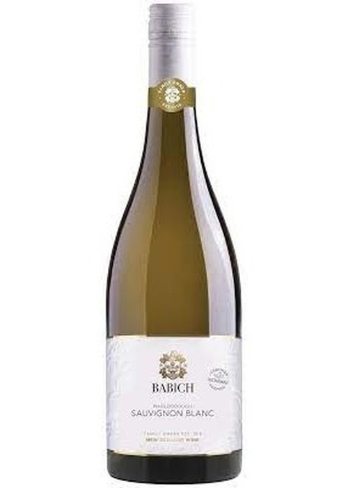 Babich Sauvignon Blanc white wine bottle with gold crest label and green glass