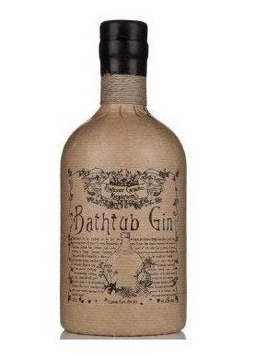 Bathtub Gin 700ML bottle with vintage label, burlap wrap and wax seal