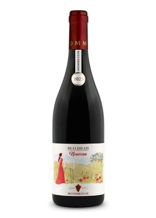 Mommessin Beaujolais Nouveau 2025 red wine bottle with illustrated label