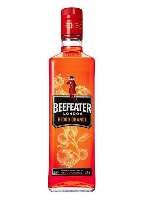 Beefeater Blood Orange Gin 700ml bottle with red cap and black orange label