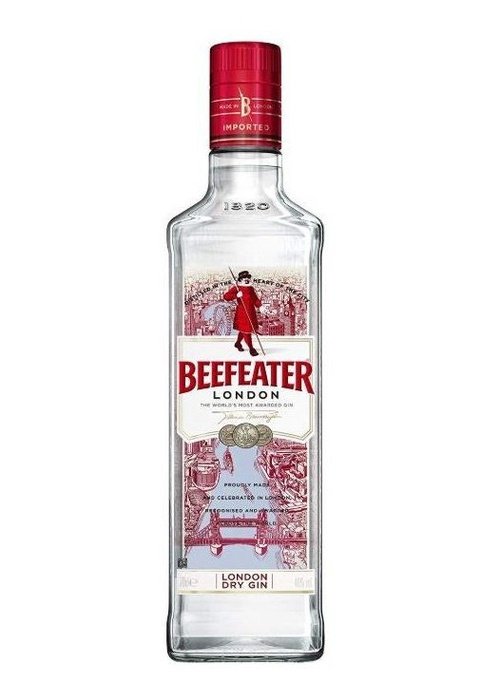 Beefeater London Dry Gin 700ml bottle with red cap and beefeater guard label