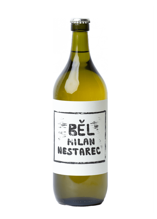Bel Milan Nesterac 1L white wine bottle with natural label and silver cap