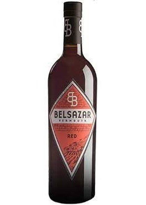 Belsazar Vermouth Red 750ML dark glass bottle with diamond label and vineyard illustration