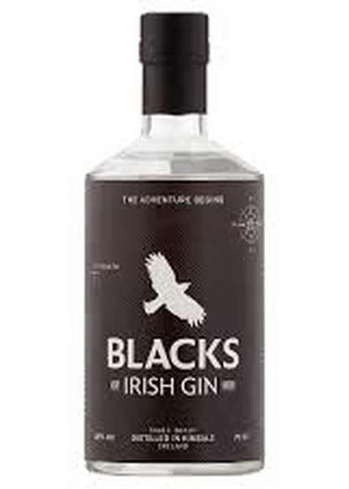 Blacks Irish Gin 700ml bottle with black cap and label showing 42% ABV