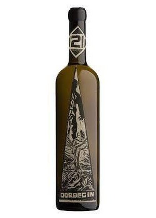 Blankbottle Oorbegin white wine bottle with abstract nature label and black cap
