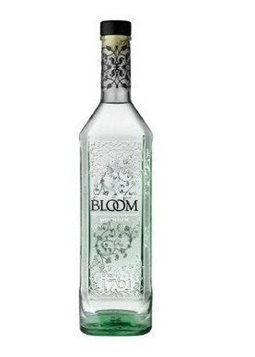 Bloom Premium London Dry Gin 700ml bottle with embossed floral pattern and black cap