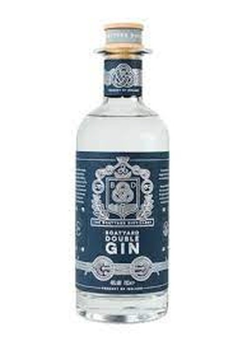 Boatyard Double Gin 700ml bottle with dark blue label and cork stopper