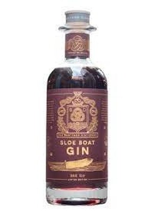Boatyard Sloe Boat Gin 700ml bottle with dark purple label and gold crest