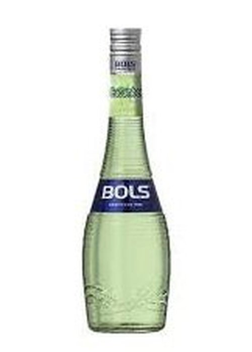 Bols Cucumber Liqueur clear glass bottle with silver cap and blue label