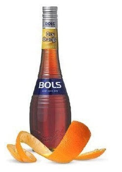 Bols Dry Orange Curacao 700ml dark orange liqueur bottle with silver cap and orange peel garnish