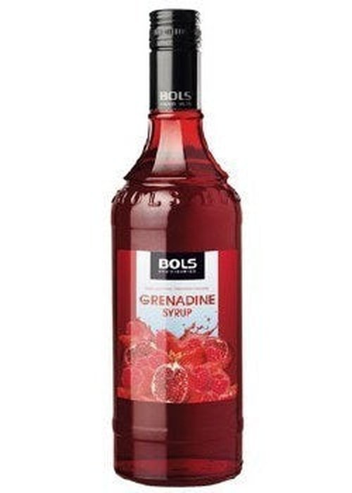 Bols Grenadine Syrup 750ml bottle with bright red pomegranate and raspberry flavor