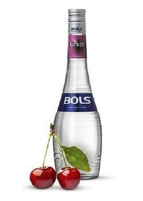 Bols Kirsch 700ml clear cherry liqueur bottle with silver cap and purple label