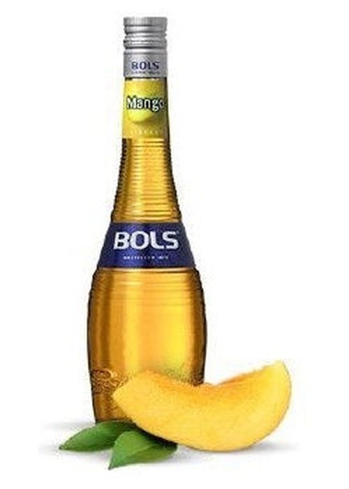 Bols Mango 700ml golden fruit liqueur bottle with mango slice