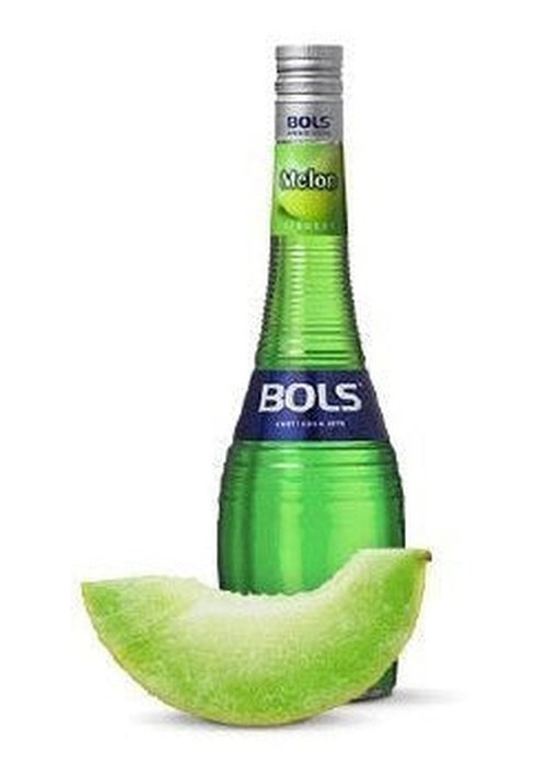 Bols Melon 700ml emerald green honeydew liqueur bottle with melon slice