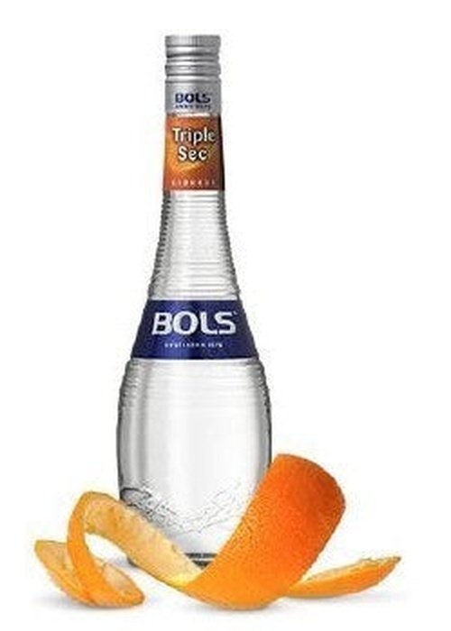 Bols Triple Sec Curacao 700ml clear orange liqueur bottle with silver cap and orange peels