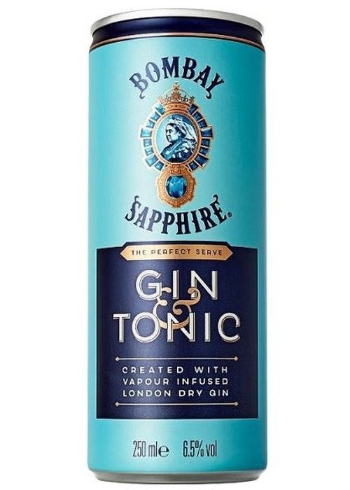 Bombay Sapphire Gin & Tonic ready to drink can 250ml with London Dry gin