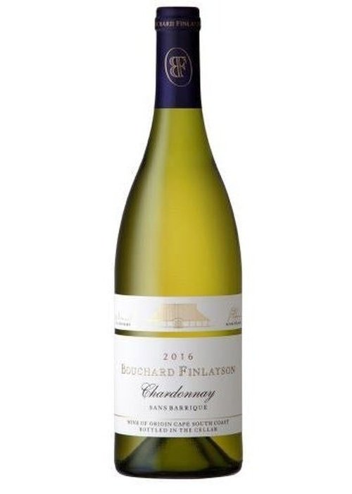 Bouchard Finlayson 2016 Chardonnay Sans Barrique wine bottle with white label and blue foil