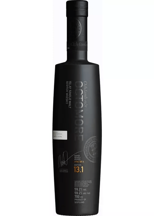Bruichladdich Octomore 13.1 super heavily peated single malt Scotch whisky bottle