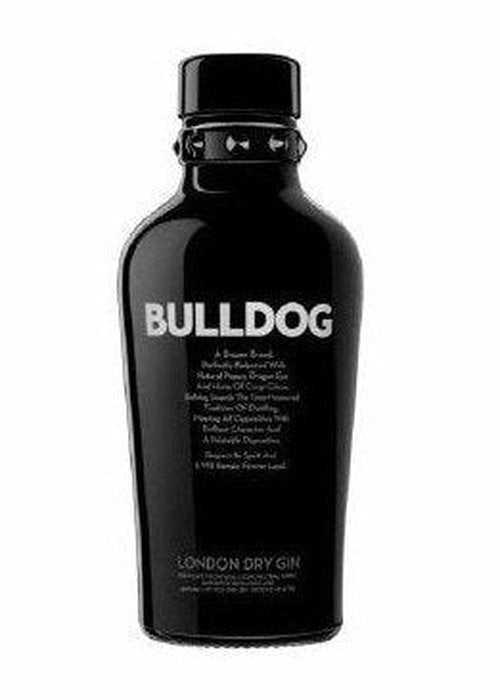 Bulldog London Dry Gin 700ml black glass bottle with silver bowtie neck detail