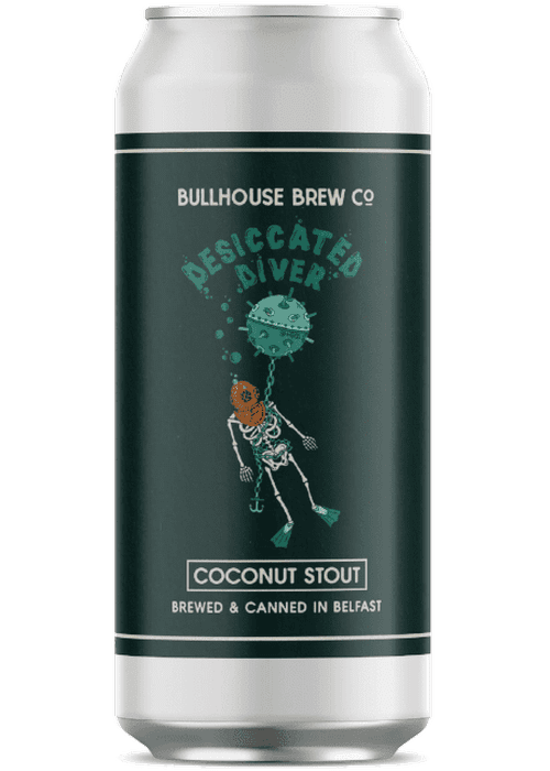 Bullhouse Desiccated Diver coconut stout can with diver skeleton label