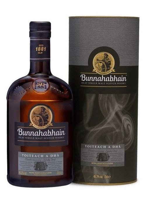 Bunnahabhain Toiteach A Dhà 700ml Islay Single Malt Scotch Whisky bottle with cylindrical packaging