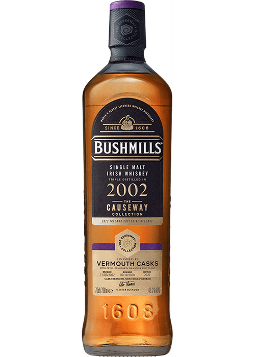 Bushmills 2002 Causeway Collection Vermouth Cask Irish single malt whiskey bottle