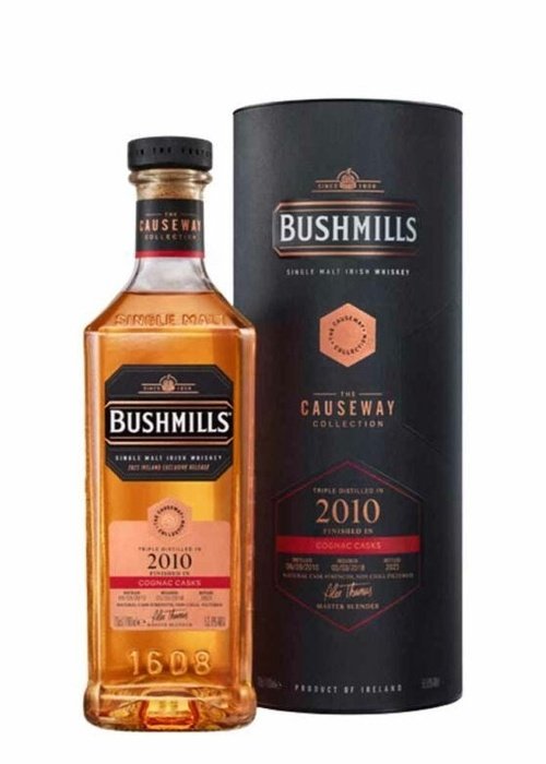 Bushmills Causeway 2010 Cognac Cask single malt Irish whiskey bottle with black packaging