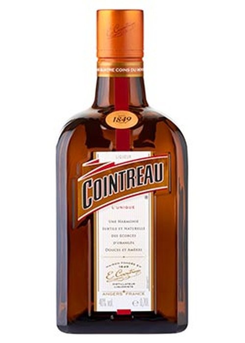 Cointreau 350ml orange liqueur bottle with gold cap and white label