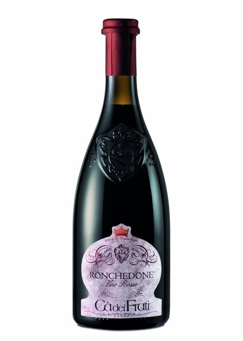Ca dei Frati Ronchedone red wine bottle with textured label and crest