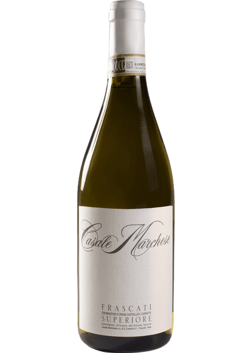 Casale Marchese Frascati Superiore white wine bottle with elegant label and gold foil seal