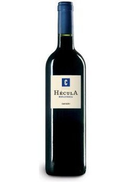 Castano Hecula Monastrell red wine bottle with cream label and blue foil capsule
