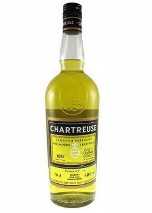 Chartreuse Yellow 700ml liqueur bottle with black cap and label