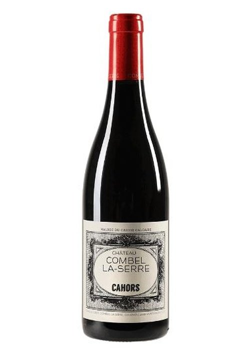 Chateau Combel La-Serre Cahors Malbec wine bottle with cream label and red foil