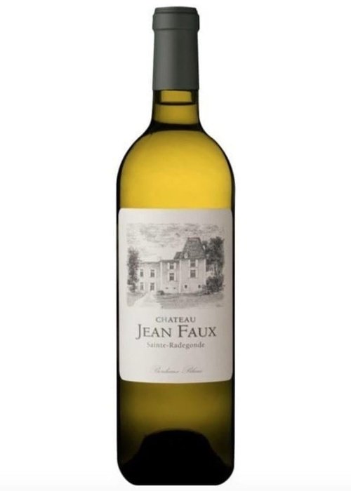 Chateau Jean Faux Bordeaux Blanc white wine bottle with house label sketch
