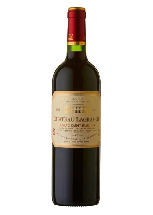 Chateau Lagrange Lussac Saint-Emilion 2015 red wine bottle with cream label and gold trim