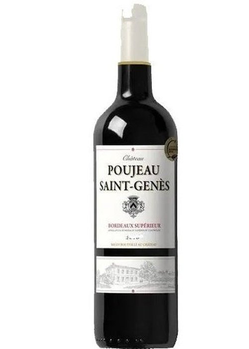 Chateau Poujeau Saint-Genes Bordeaux Superior red wine bottle with crest label