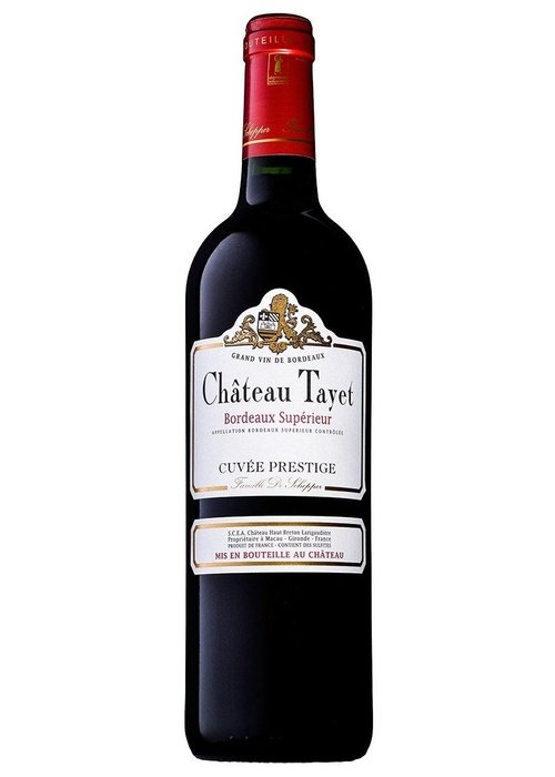 Chateau Tayet Bordeaux Superior red wine bottle with gold crest label
