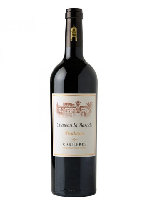 Chateau la Bastide Tradition Corbieres red wine bottle with chateau label