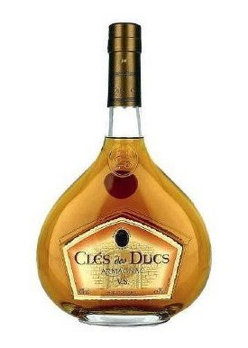 Cles des Ducs Armagnac 700ml VS Brandy bottle with amber liquid and gold foil neck seal