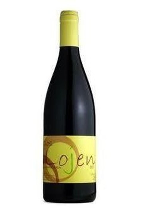 Clos Lojen Bobal red wine bottle with yellow label and foil capsule