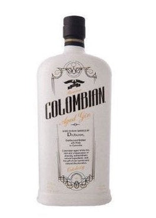 Colombian Aged Ortodoxy Gin 700ml bottle with black cap and gold label