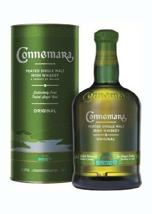 Connemara Peated Single Malt Irish Whiskey 700ml bottle with green glass and matching tube packaging