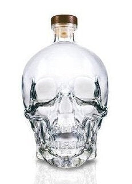 Crystal Head Vodka 1750ml clear glass skull bottle with cork stopper