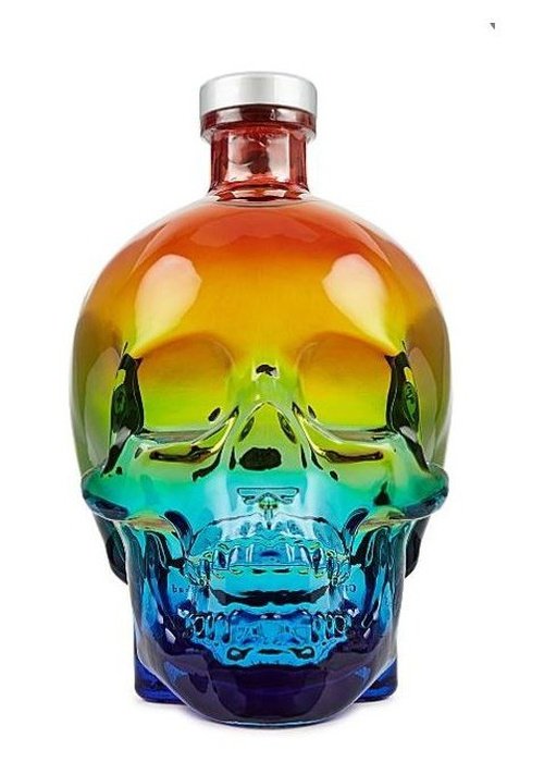 Crystal Head Vodka Pride Edition 700ml skull bottle with rainbow gradient glass and silver cap